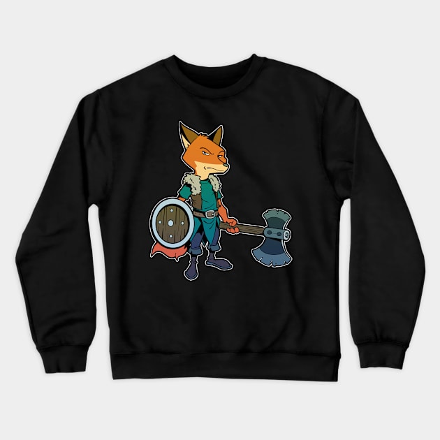 Comic animals - Fox Viking Crewneck Sweatshirt by Modern Medieval Design